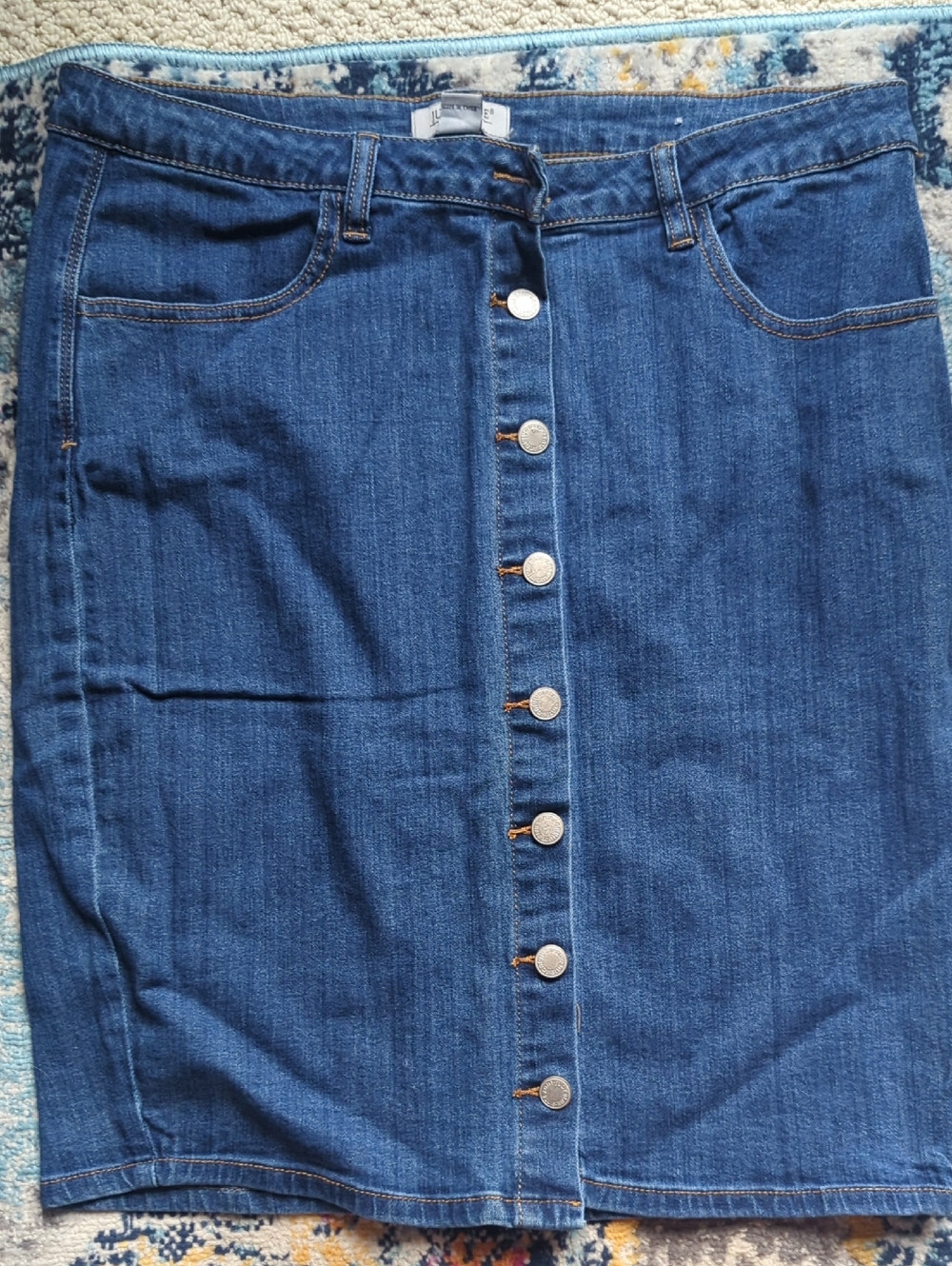 Judy Blue Mid-Blue Button-Front Denim Skirt